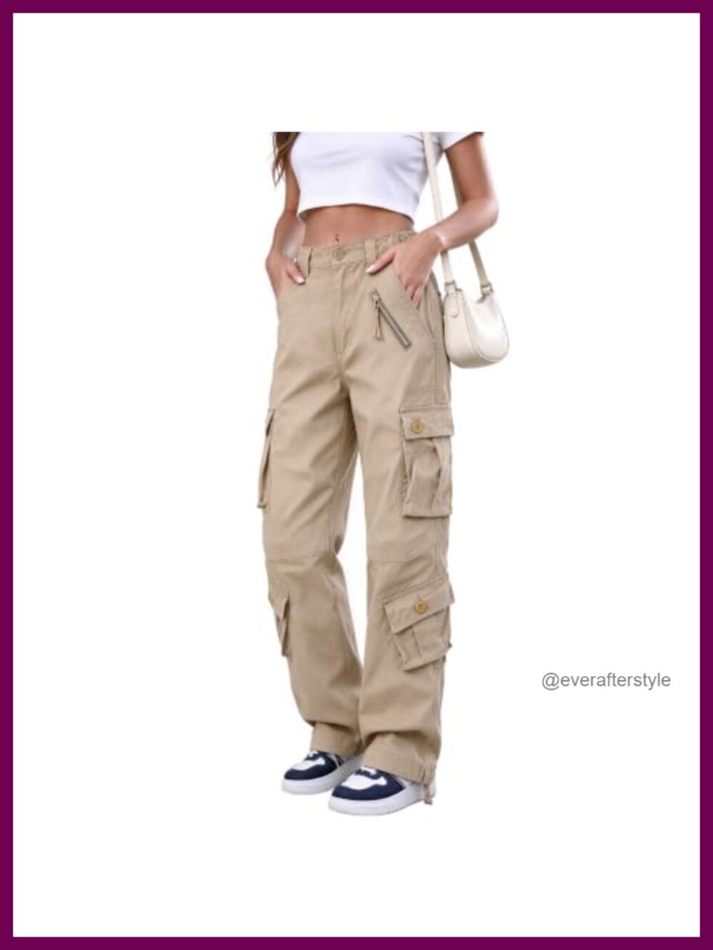 Camouflage Cargo Pants for Women - 9 Pocket Cotton Blend Hiking Pants